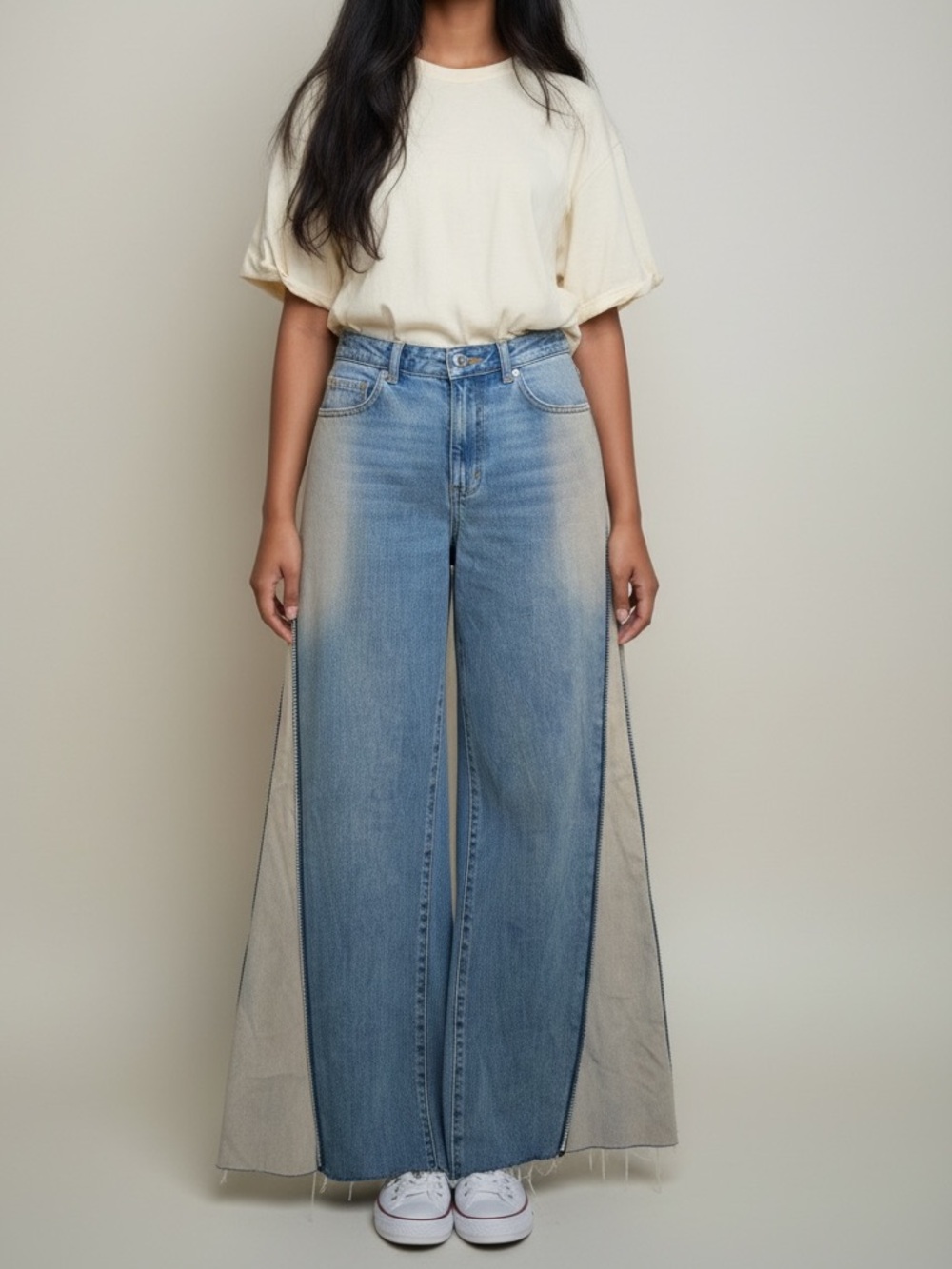 I.AM.GIA Two-Tone Light Blue Wide-Leg Jeans